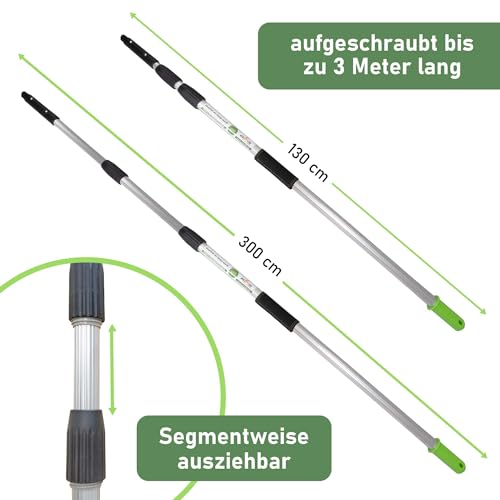 Axis Line Barre télescopique professionnelle de 3 m avec pierre coulissante en 3 parties et protection antidérapante