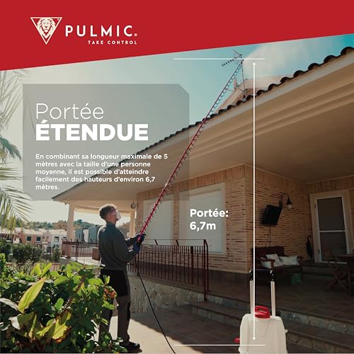 Pulmic Lance Télescopique Haute Performance jusqu'à 5m pour Toiture & Jardin Ultra LégerCompatible avec la Plupart des P
