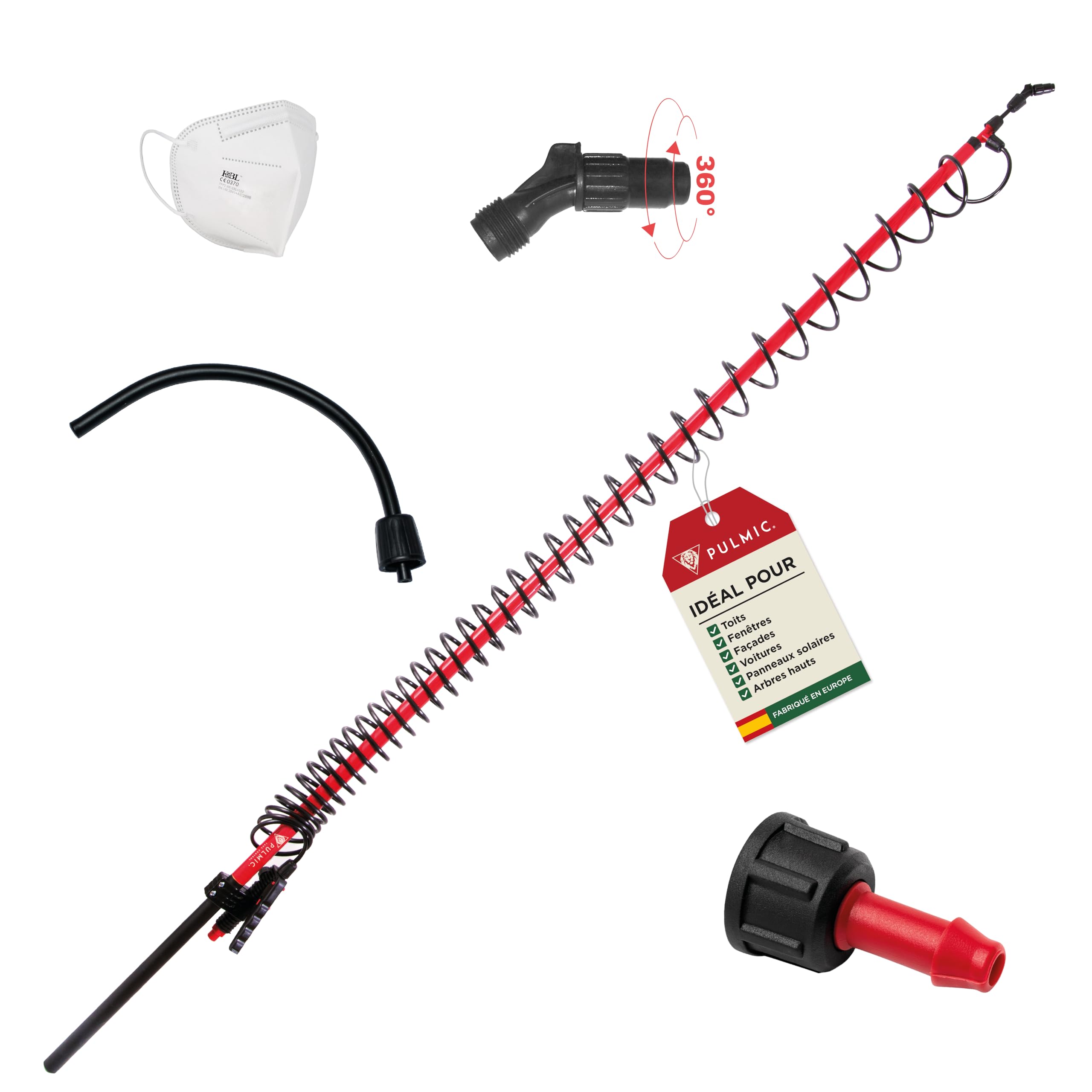 Pulmic Lance Télescopique Haute Performance jusqu'à 5m pour Toiture & Jardin Ultra LégerCompatible avec la Plupart des P